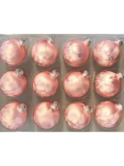 Thüringer Glasdesign Weihnachtsschmuck<12x Thüringer Glas Eislack 6cm Christbaumkugeln in Rosa