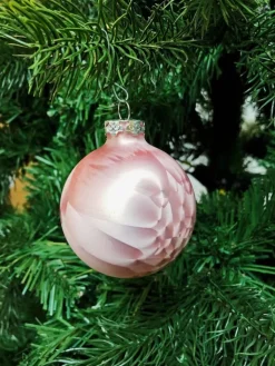 Thüringer Glasdesign Weihnachtsschmuck<12x Thüringer Glas Eislack 6cm Christbaumkugeln in Rosa