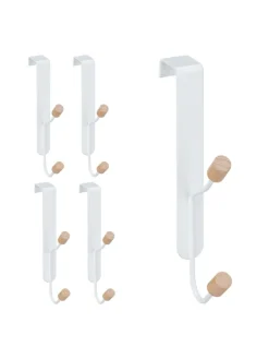relaxdays Weitere Haushaltshelfer<15x Türhaken in Weiß/Natur - (B)2 x (H)16 x (T)7 cm