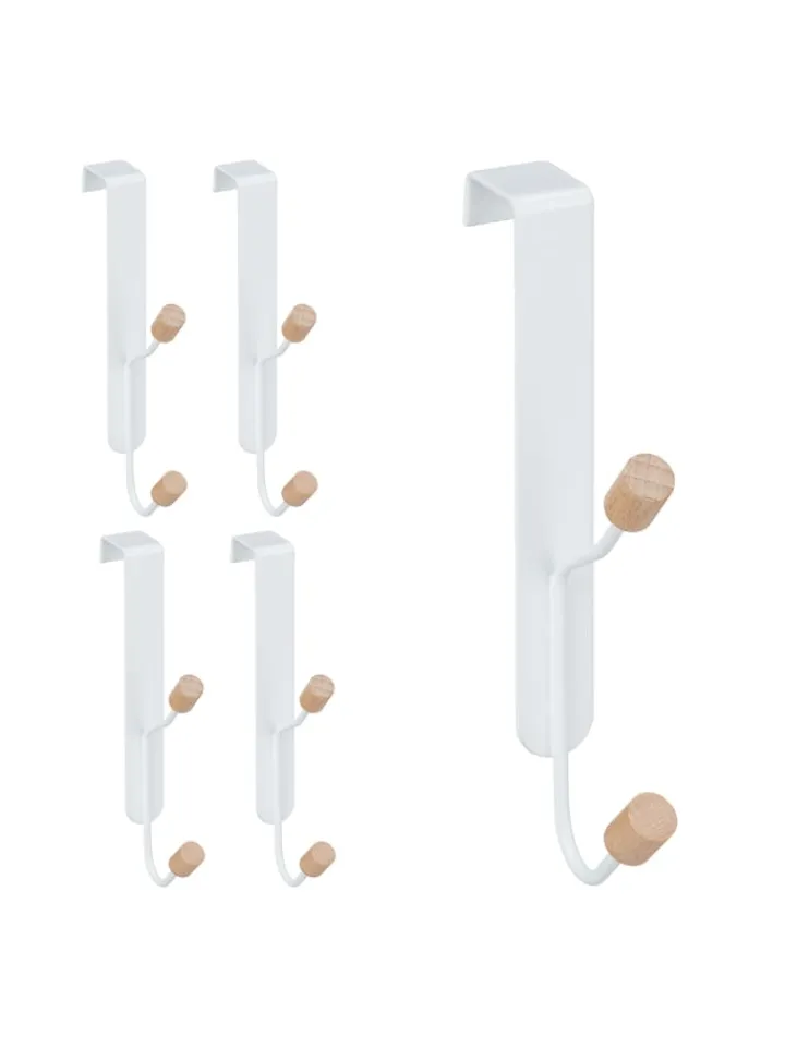 relaxdays Weitere Haushaltshelfer<15x Türhaken in Weiß/Natur - (B)2 x (H)16 x (T)7 cm