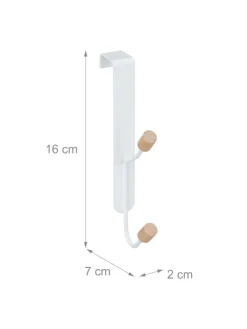 relaxdays Weitere Haushaltshelfer<15x Türhaken in Weiß/Natur - (B)2 x (H)16 x (T)7 cm