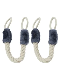 relaxdays Dekofiguren & -Objekte<4x Türkordel in Beige/Blaugrau - 57 cm