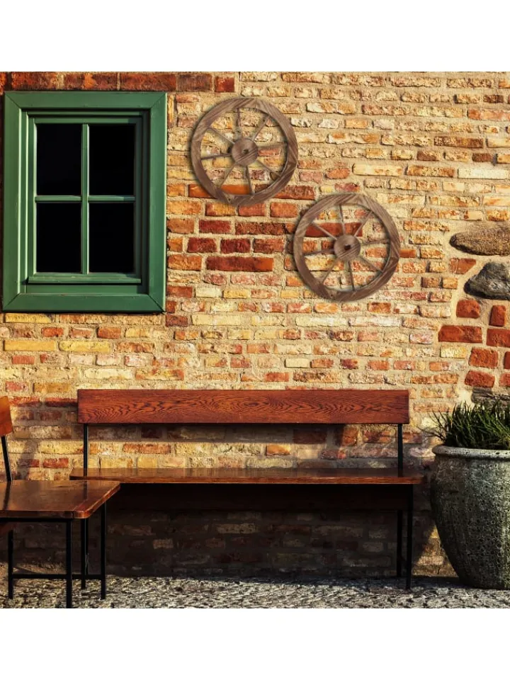 relaxdays Gartendekoration<2x Wagenrad in Natur