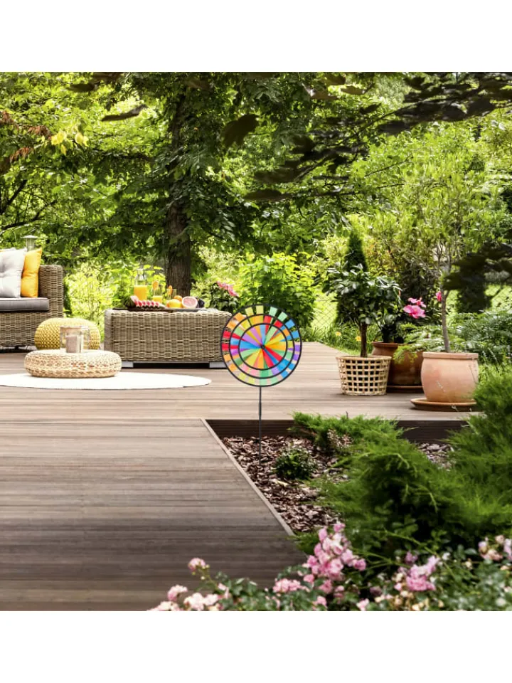 relaxdays Gartendekoration<4x Windrad in Bunt - (B)35,5 x (H)73,5 x (T)15 cm