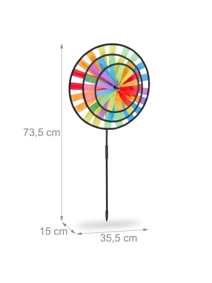relaxdays Gartendekoration<4x Windrad in Bunt - (B)35,5 x (H)73,5 x (T)15 cm
