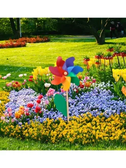 relaxdays Gartendekoration<2x Windrad in Bunt - (B)18 x (H)47,5 x (T)8,5 cm