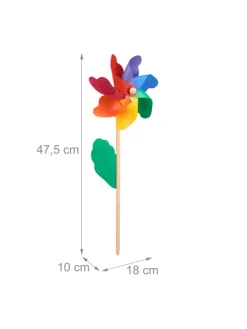 relaxdays Gartendekoration<2x Windrad in Bunt - (B)18 x (H)47,5 x (T)8,5 cm