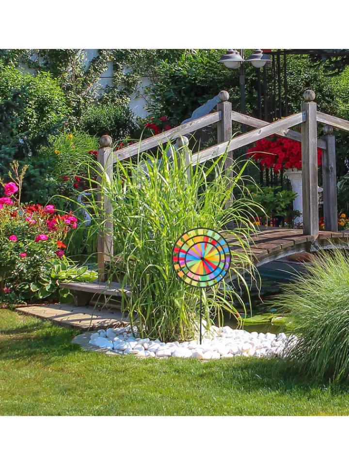 relaxdays Gartendekoration<2x Windrad in Bunt - (B)35,5 x (H)73,5 x (T)15 cm