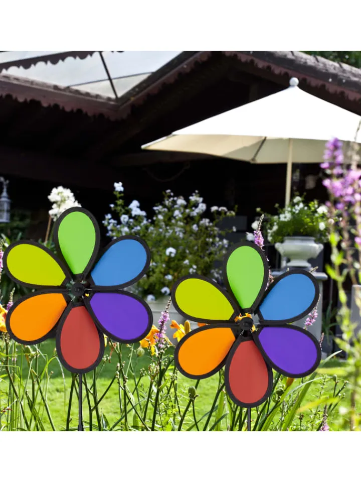 relaxdays Gartendekoration<2x Windrad in Bunt - (B)27 x (H)66 x (T)7 cm