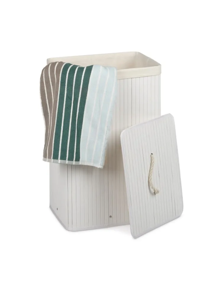 relaxdays Wäschekörbe & -Ständer<2x Wäschekorb in Braun/ Weiß - Je 83 l