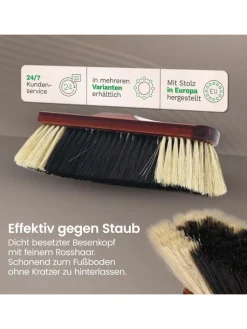 Novaliv Putz- & Waschutensilien<2X Zimmerbesen mit Stiel ROSSHAAR Mischung Besen weiche Borsten Schran in Braun