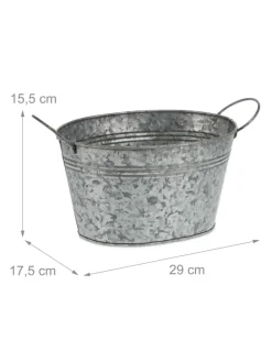 relaxdays Dekoschalen<4x Zinkwanne in Silber - 4 l