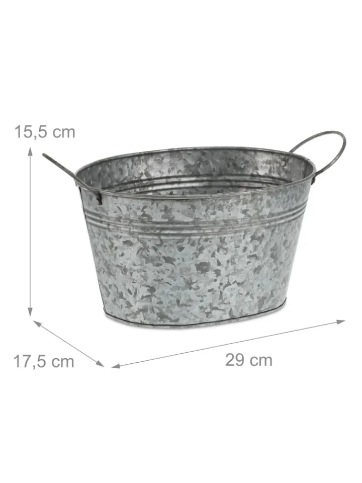 relaxdays Dekoschalen<4x Zinkwanne in Silber - 4 l