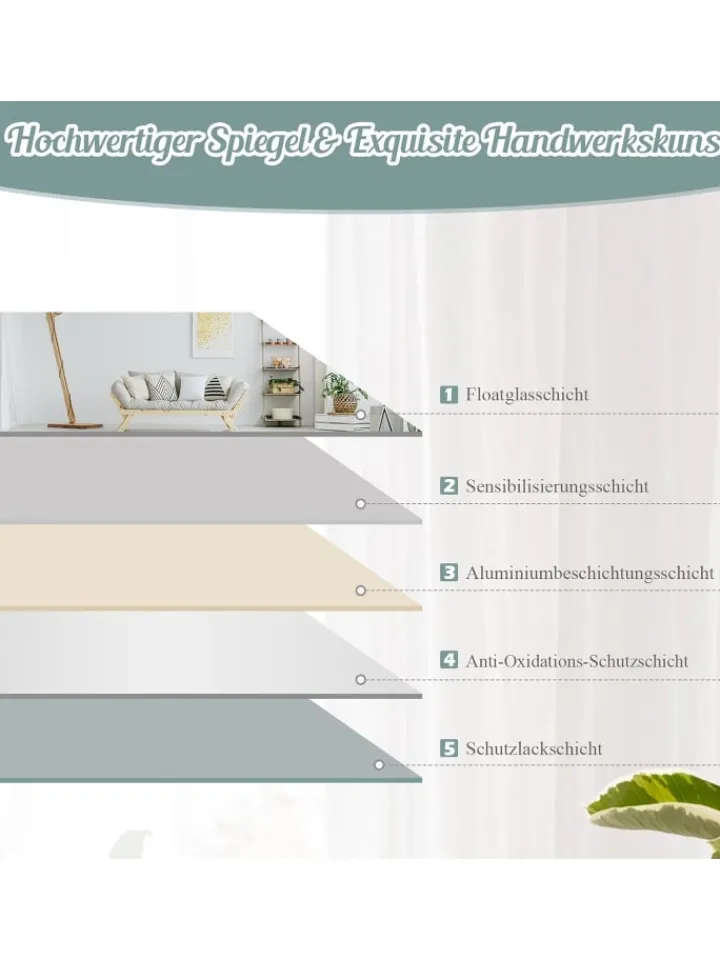 COSTWAY Spiegel<110x38cm Ganzkörperspiegel in Silber