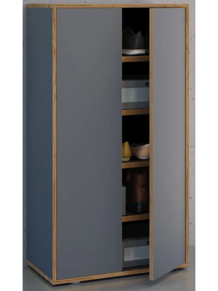 VCM Regale & Schränke<XL Holz Großer Schuhschrank Schuhkommode Salia B60 in Anthrazit