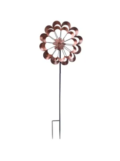 MARELIDA Gartendekoration<XXL Doppel Windrad Windspiel H: 1,8m in kupfer