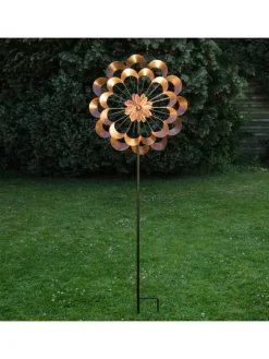 MARELIDA Gartendekoration<XXL Doppel Windrad Windspiel H: 1,8m in kupfer
