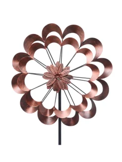 MARELIDA Gartendekoration<XXL Doppel Windrad Windspiel H: 1,8m in kupfer