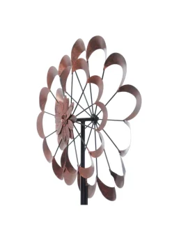 MARELIDA Gartendekoration<XXL Doppel Windrad Windspiel H: 1,8m in kupfer