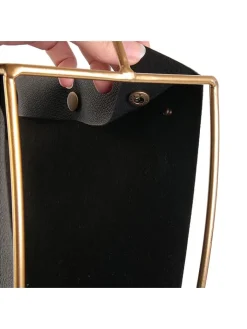 Rétro Chic Kisten & Körbe<Zeitschriftenhalter in Schwarz/ Gold - (B)41 x (H)40 x (T)13 cm