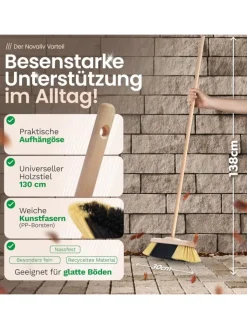 Novaliv Putz- & Waschutensilien<Zimmerbesen mit Stiel FEINE KUNSTBORSTEN Besen weiche Borsten dicht be in Braun