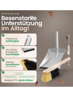 Novaliv Putz- & Waschutensilien<Zimmerbesen mit Stiel FEINE KUNSTBORSTEN Besen weiche Borsten Schrankb in Braun