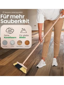 Novaliv Putz- & Waschutensilien<Zimmerbesen mit Stiel FEINE KUNSTBORSTEN Besen weiche Borsten Schrankb in Braun