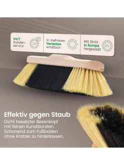 Novaliv Putz- & Waschutensilien<Zimmerbesen mit Stiel FEINE KUNSTBORSTEN Besen weiche Borsten Schrankb in Braun