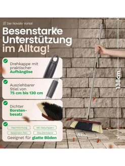 Novaliv Putz- & Waschutensilien<Zimmerbesen mit Stiel ROSSHAAR Mischung Besen weiche Borsten Schrankbe in Braun