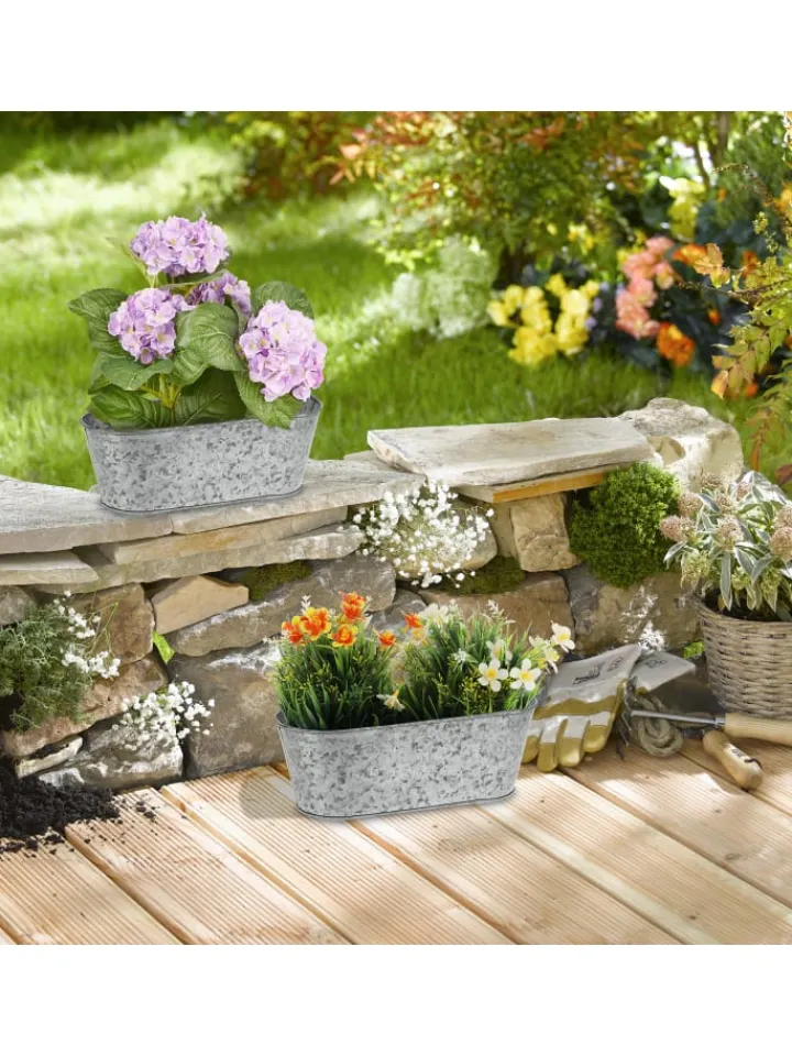 relaxdays Dekoschalen<Zinkwanne 6er Set in Silber