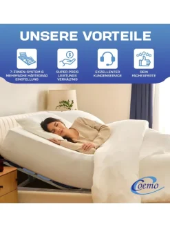 Coemo Betten & Matratzen<7-Zonen Lattenrost PREMIUM Kopf-Fußteil verstellbar in Natur