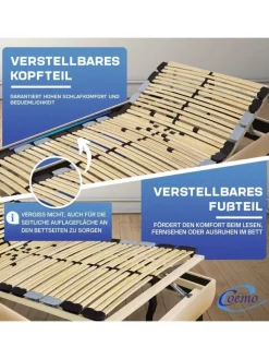 Coemo Betten & Matratzen<7-Zonen Lattenrost PREMIUM Kopf-Fußteil verstellbar in Natur
