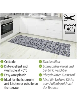 Wenko Outdoorteppiche<Zuschneidbarer Teppich "Mosaic" in Blau - (L)200 x (B)65 cm