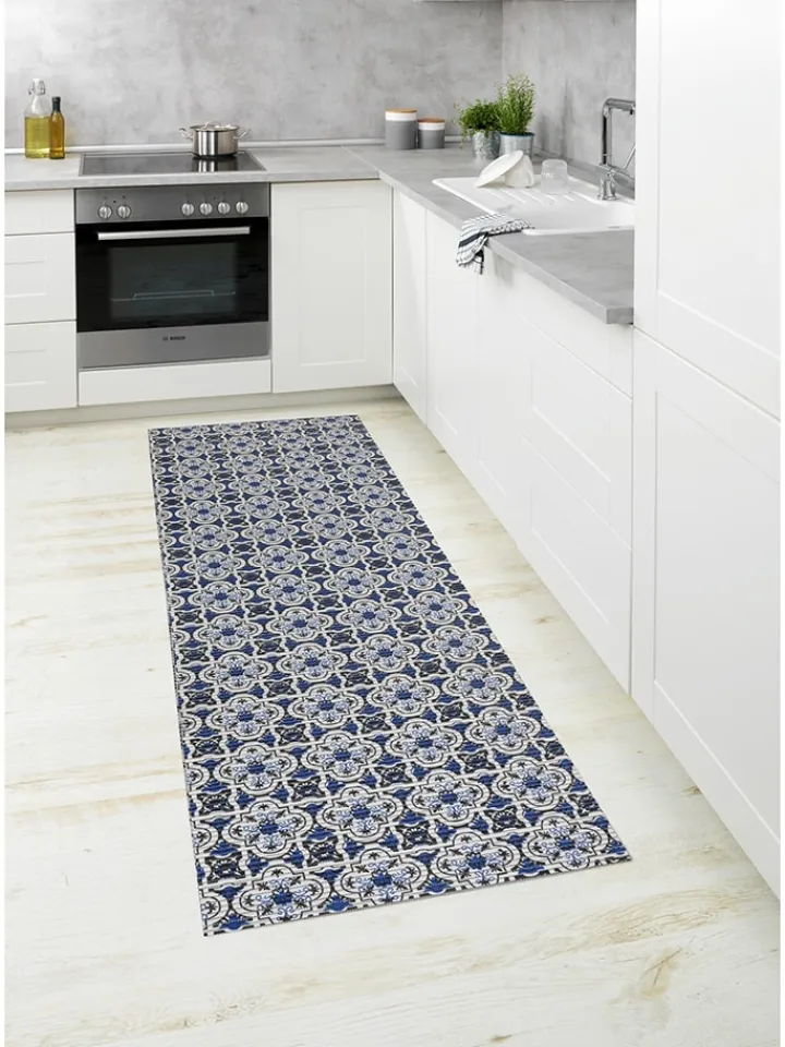 Wenko Outdoorteppiche<Zuschneidbarer Teppich "Mosaic" in Blau - (L)200 x (B)65 cm
