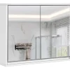 COSTWAY Badmöbel|Badezimmermöbel<Zweitüriger Spiegelschrank Wandschrank 55 x 14 x 45 cm in Weiß